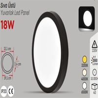 SİYAH KASA 18W S.Ü. YUVARLAK PANEL SARI 1